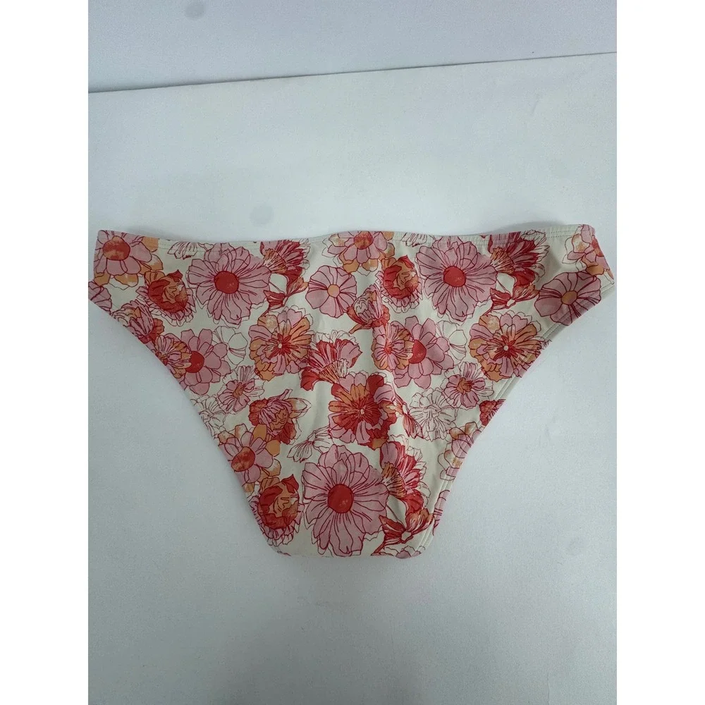 Shade & Shore Womens Floral Bikini Bottoms Pink Orange White Swim‎ Briefs Sz L